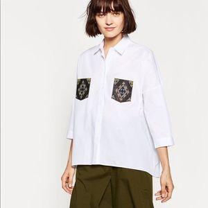 SOLD Zara casual button down Aztec style pocket